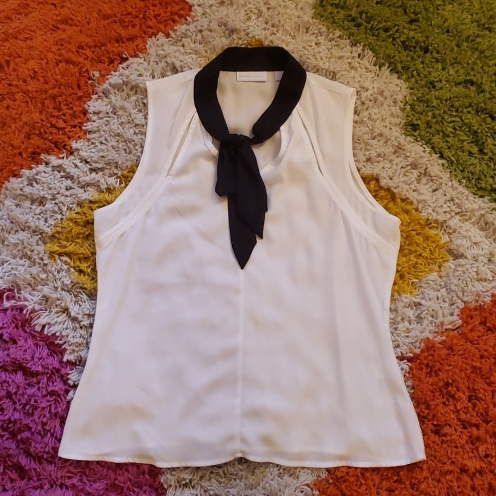 New York & Co Sleeveless Tie-Neck Blouse